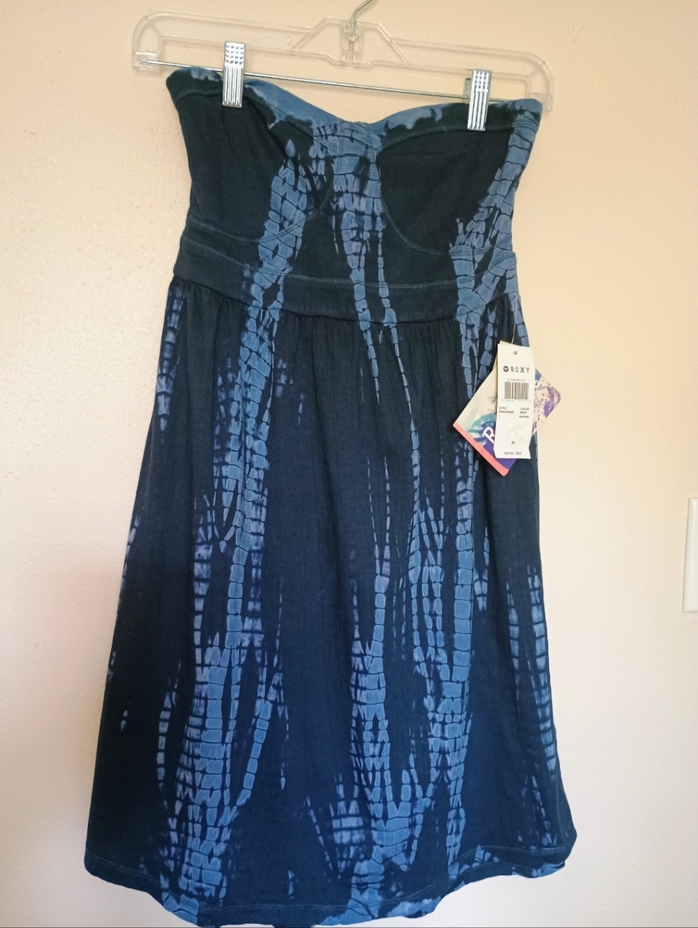 Roxy Strapless Navy and Light Blue Tie-Dye Dress